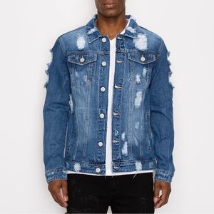 Victorious size large, men’s distress, jean jacket new with tags